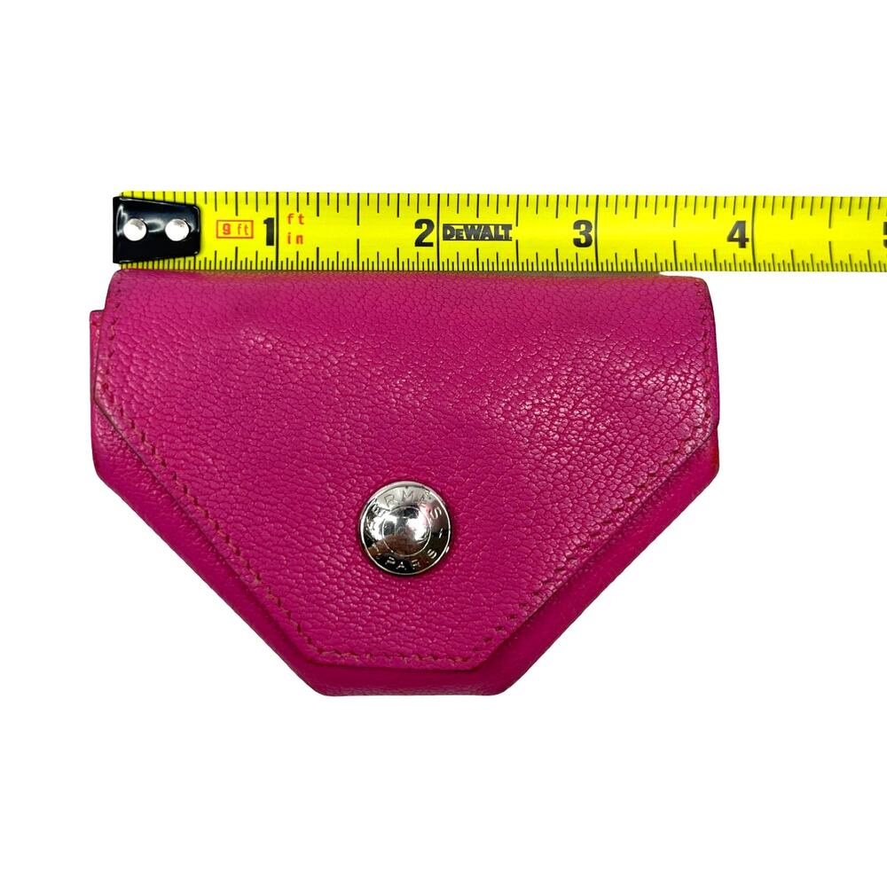Hermès Le Van Quarte Coin Purse Pink Chevre Leather Snap Pouch France - Picture 12 of 13